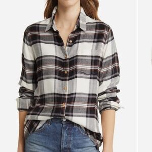 Caslon Black and Brown Plaid Shirt